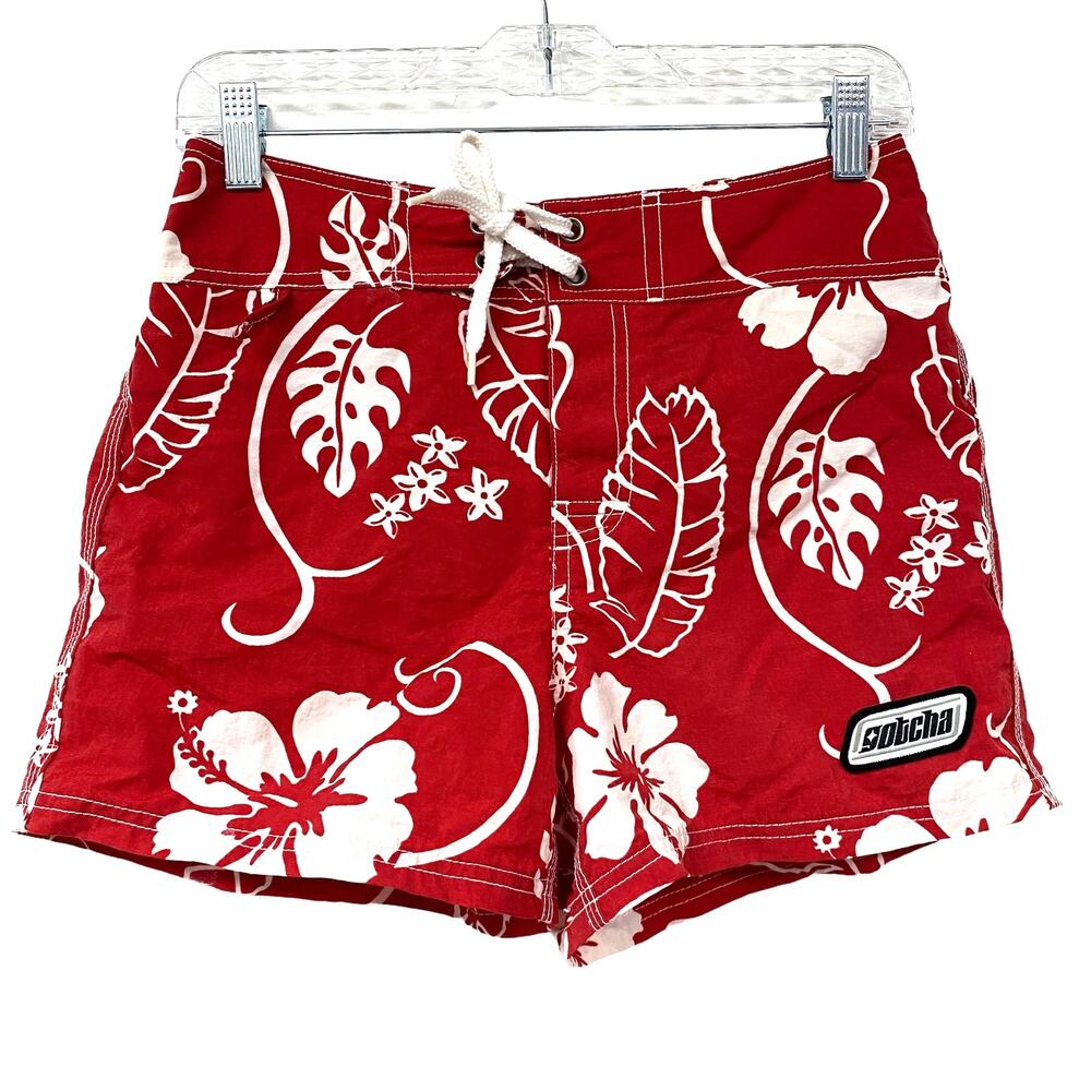 Vintage Gotcha Womens Size S Red Printed Swim Shorts